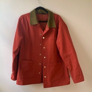 Barn Jacket Orange with Olive Collar